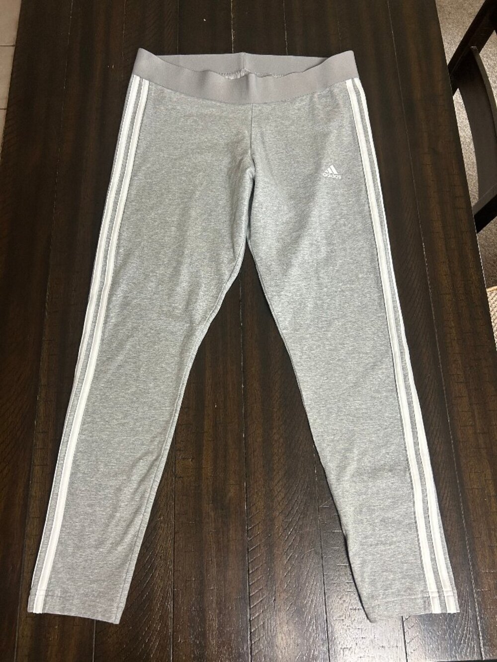 Adidas Light Grey & White Athletic Leggings